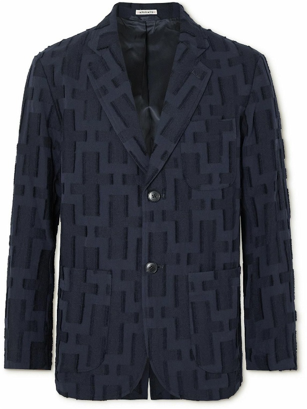 Photo: Blue Blue Japan - Textured Cotton and Wool-Blend Jacquard Blazer - Unknown