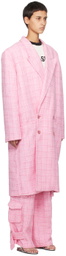 GCDS Pink Double-Breasted Coat