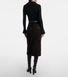 Self-Portrait Suede midi skirt