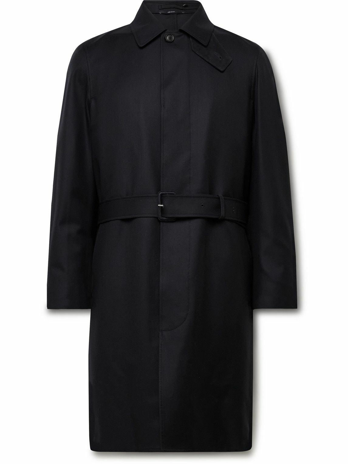 Dunhill - Belted Super 180s Wool Coat - Blue