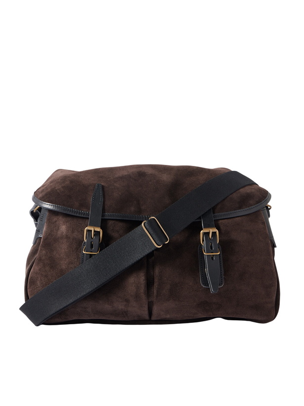 Photo: Bleu de Chauffe - Fisherman's Musette Leather-Trimmed Suede Messenger Bag - Brown