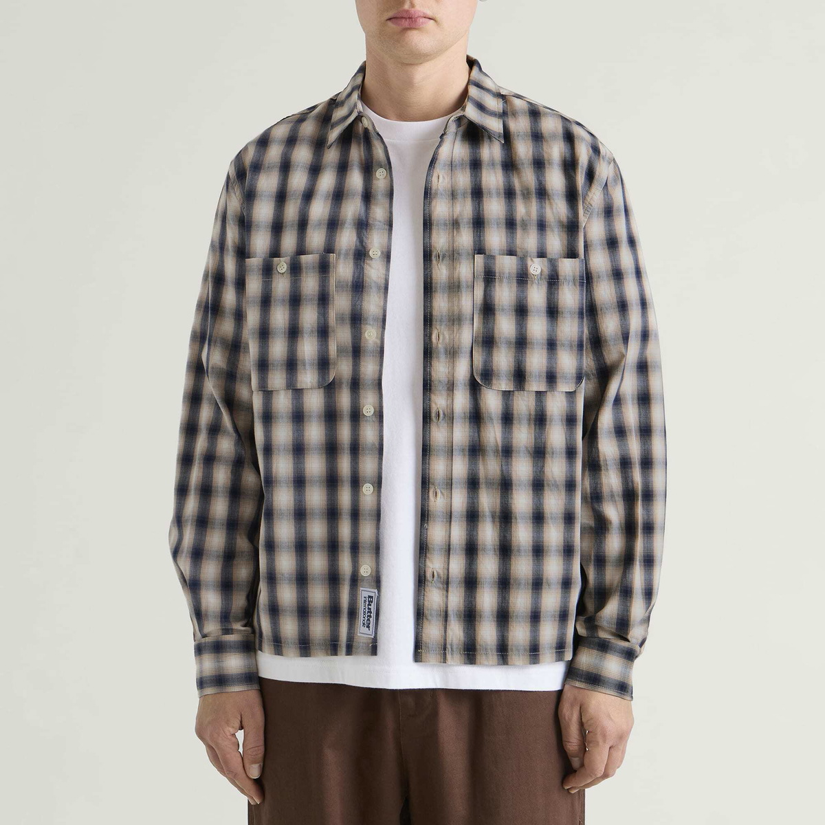 Butter Goods Men's Shadow Plaid Shirt in Tan