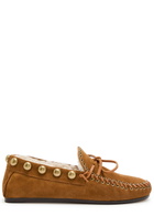 Isabel Marant Fitza Studded Shearling and Suede Loafers Camel