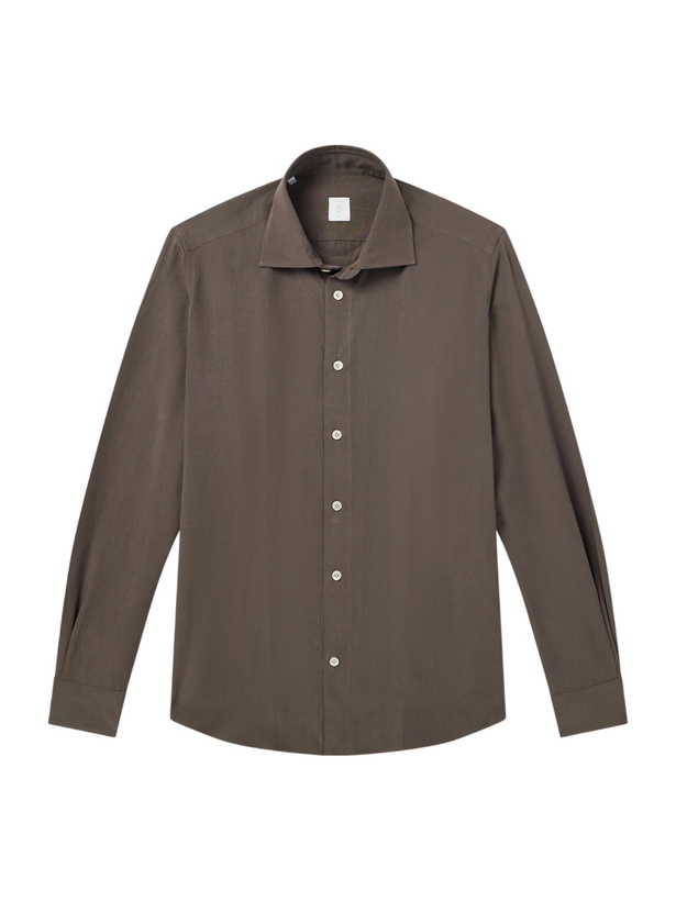 Photo: Eleventy - Lyocell, Linen and Cotton-Blend Shirt - Brown