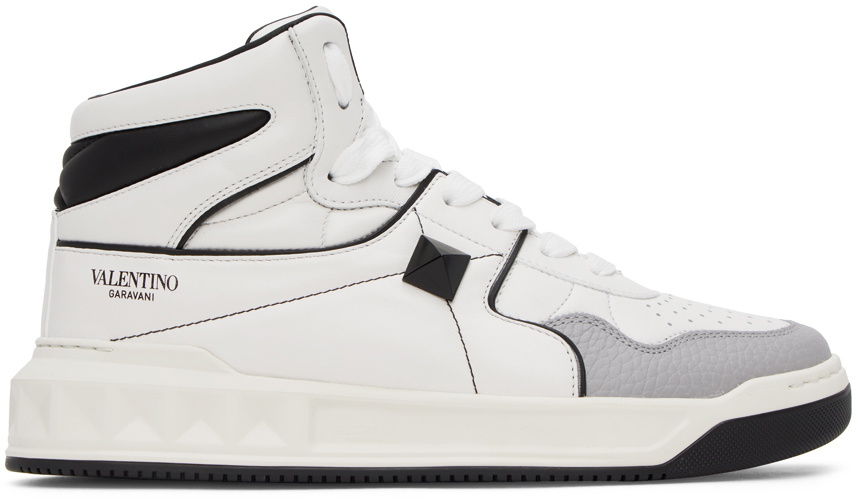 One Stud Sneaker Garavani Calfskin Fabric Black White