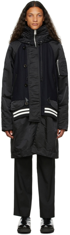 Photo: Sacai Black & Navy Nylon Coat