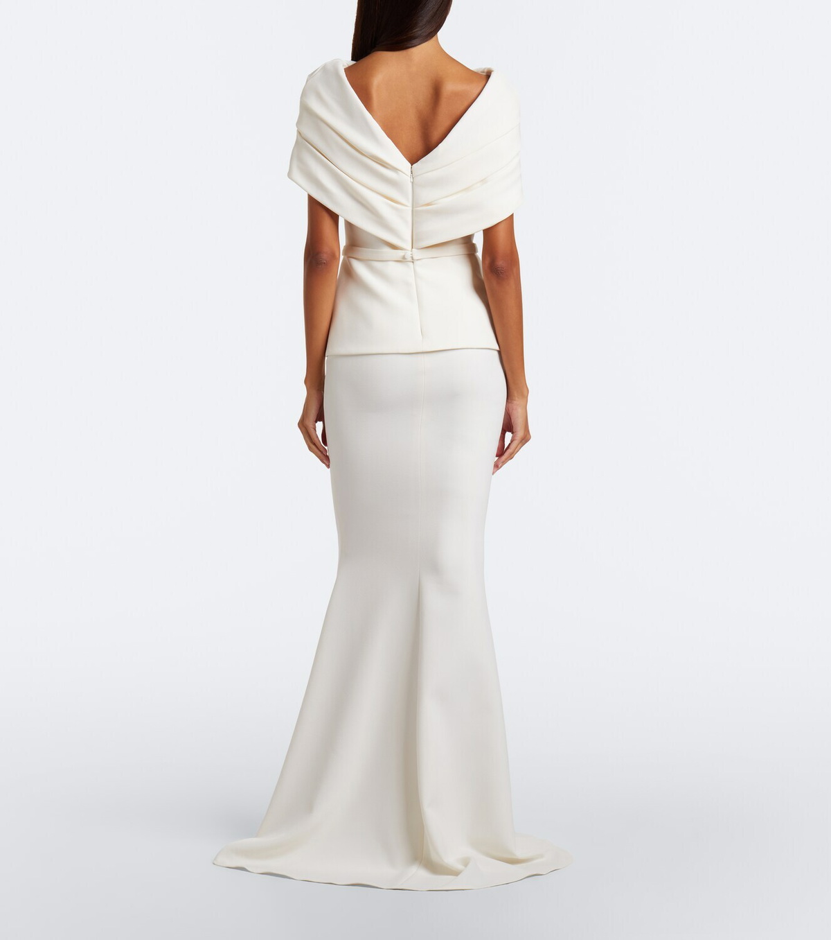 Safiyaa Loura peplum crêpe gown
