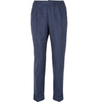 Officine Generale - Navy Tapered Pinstriped Woven Suit Trousers - Blue