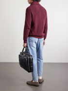 Brunello Cucinelli - Shawl-Collar Ribbed Cotton Cardigan - Burgundy