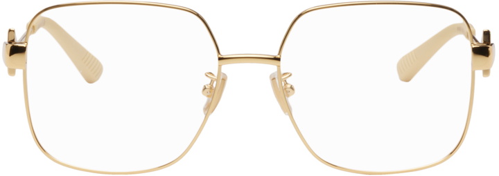 Photo: Bottega Veneta Gold Square Glasses