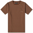 Beams Plus Men's Multi Stripe Pocket T-Shirt in Brown