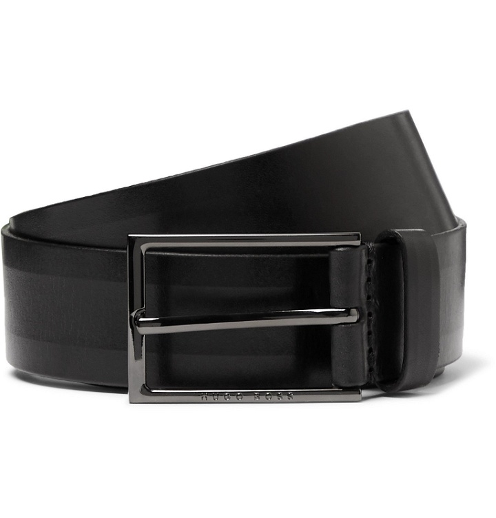 Photo: Hugo Boss - 4cm Black Carmello Leather Belt - Black