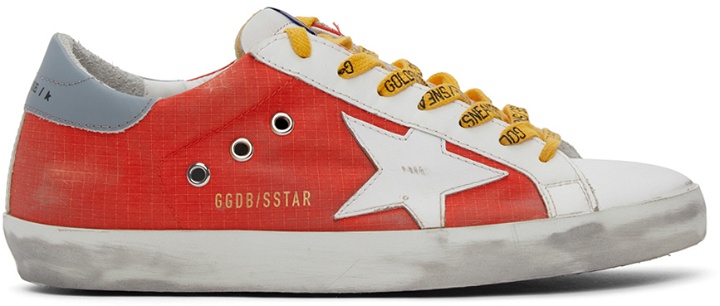 Photo: Golden Goose White & Red Ripstop Super-Star Sneakers