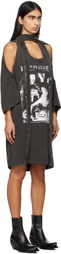 Y/Project Gray Multiscarf Rock Band Print Minidress