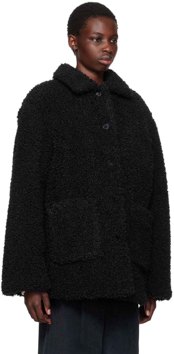 Kijun Black Shearling Half Coat