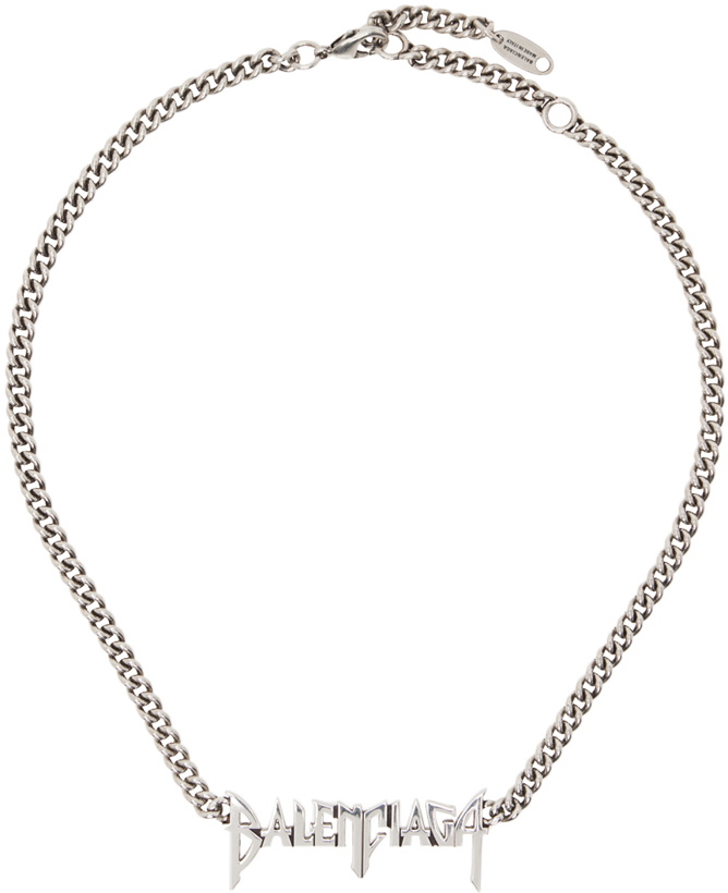 Photo: Balenciaga Gunmetal Typo Metal Necklace