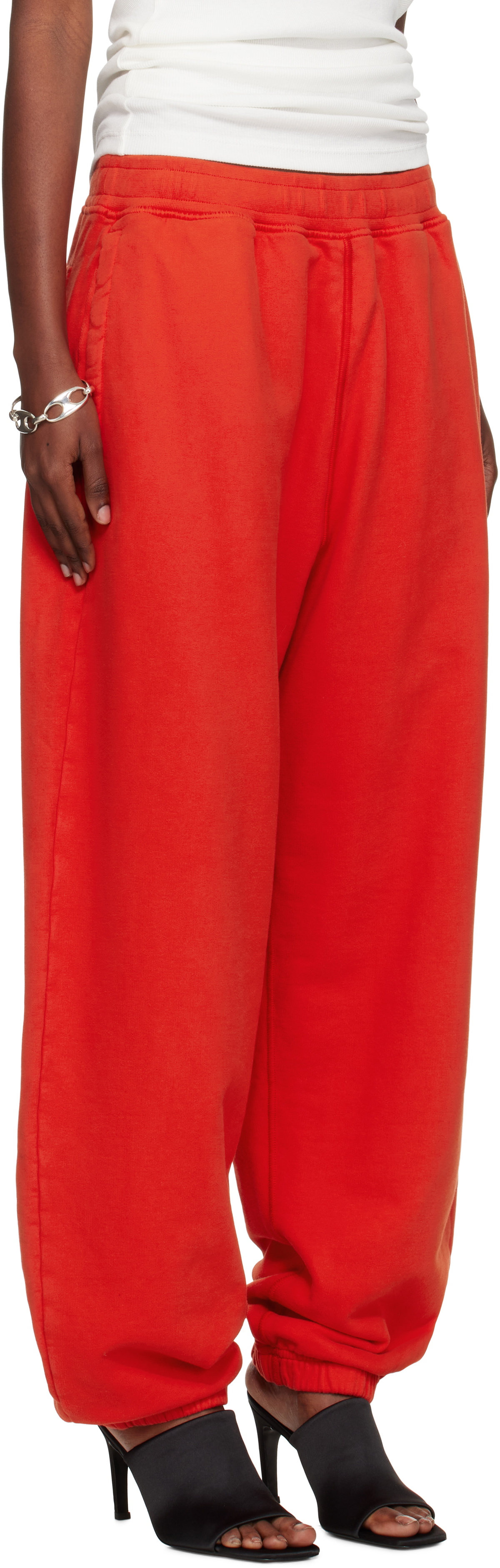 Stone Island Red 6200004 Brushed Organic Cotton Fleece Lounge Pants