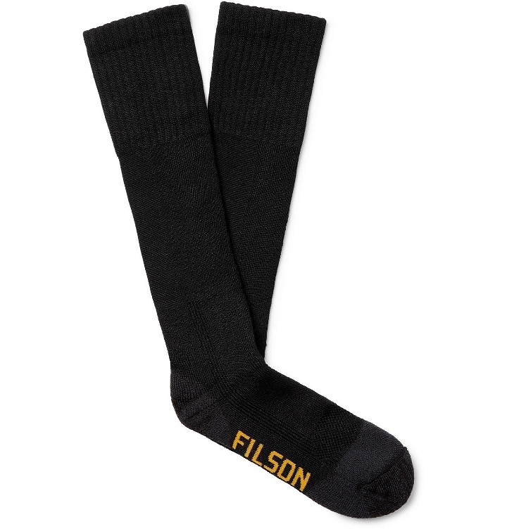 Photo: Filson - Logo-Intarsia Stretch-Knit Socks - Black