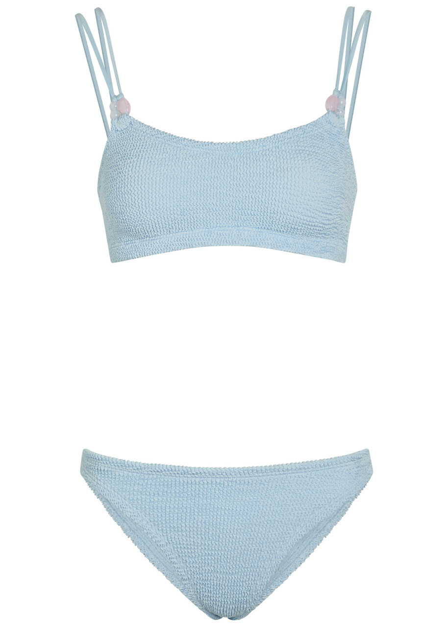 Hunza G Cassie Beaded Crinkle Bikini - Light Blue - One Size