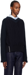 Victoria Beckham Navy V-Neck Sweater