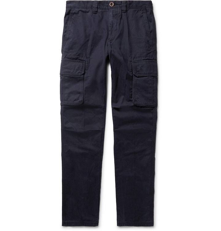 Photo: Incotex - Slim-Fit Cotton-Twill Cargo Trousers - Men - Blue