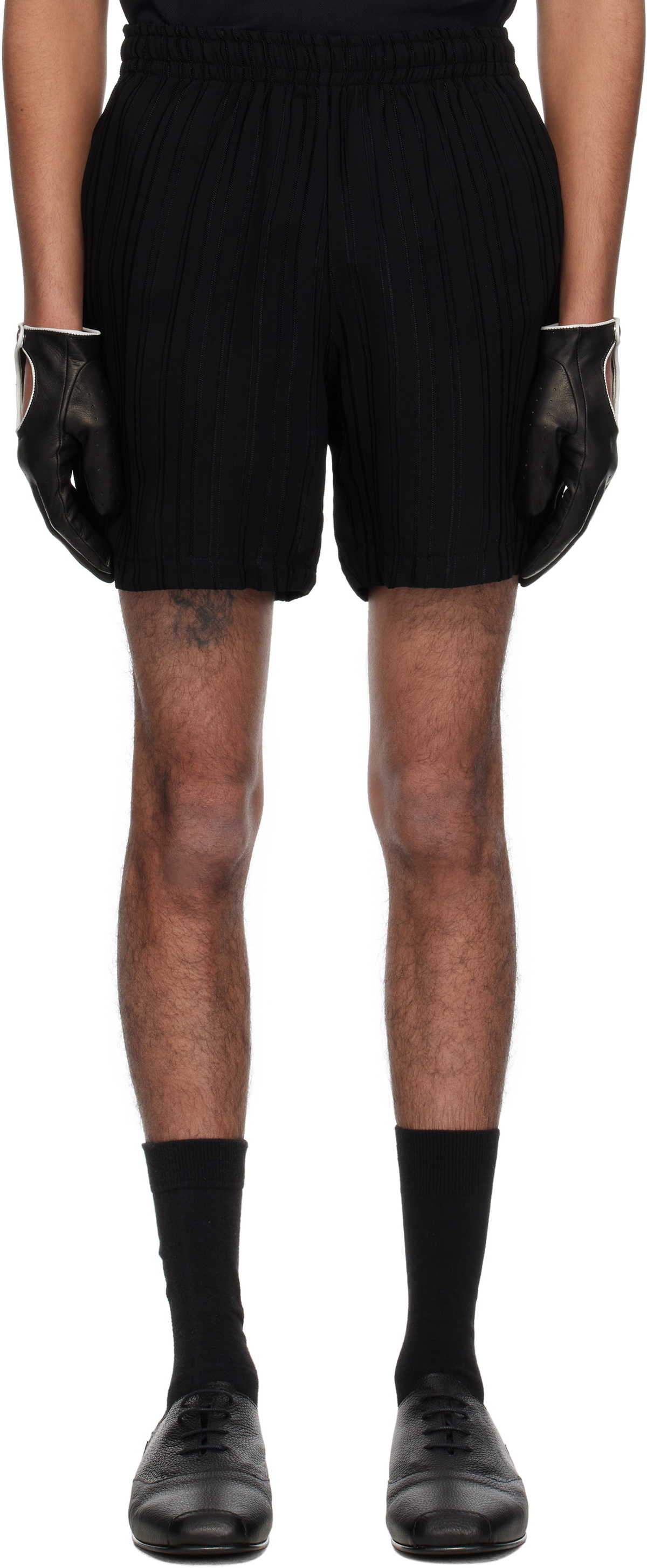 Ernest W. Baker Black Pin Stripe Track Shorts
