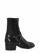 SAINT LAURENT - 40mm Wyatt Belted Leather Cropped Boots