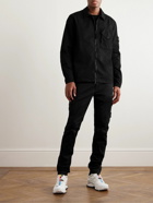 Stone Island - Logo-Appliquéd Cotton-Blend Gabardine Zip-Up Overshirt - Black