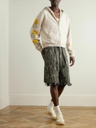 KAPITAL - Magpie Straight-Leg Distressed Cotton-Jacquard Drawstring Shorts - Green