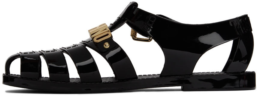 Moschino Black Lettering Logo Jelly Sandals Moschino