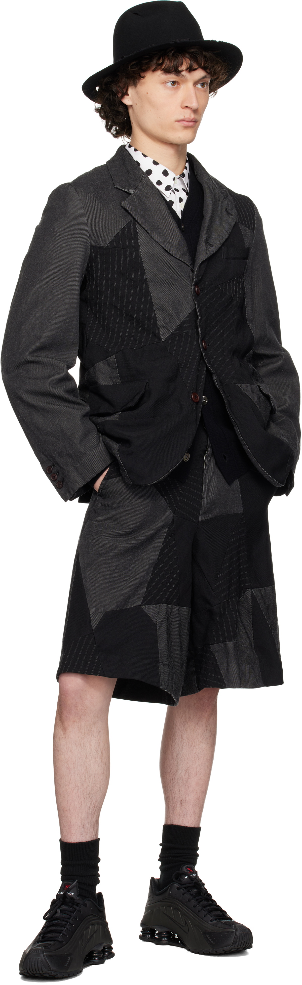 Black Comme des Garçons Black Gabardine Patchwork Shorts