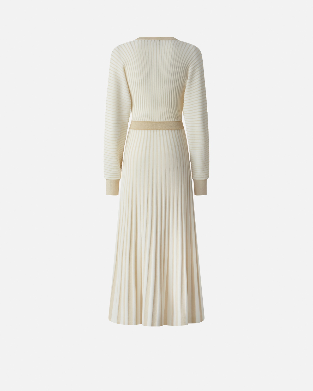 Pinko Long Dress In Metallic Knit White/Gold Pinko