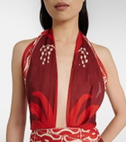 Johanna Ortiz Printed open-back linen midi dress
