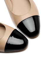 Stuart Weitzman Pearl-embellished Leather Ballet Flats Beige