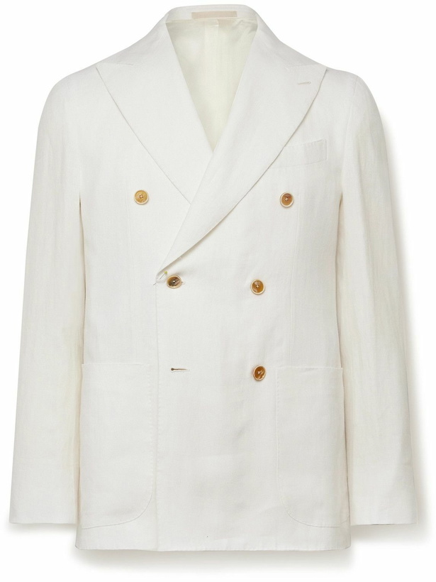 Photo: Caruso - Double-Breasted Linen Suit Jacket - White