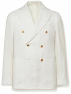 Caruso - Double-Breasted Linen Suit Jacket - White