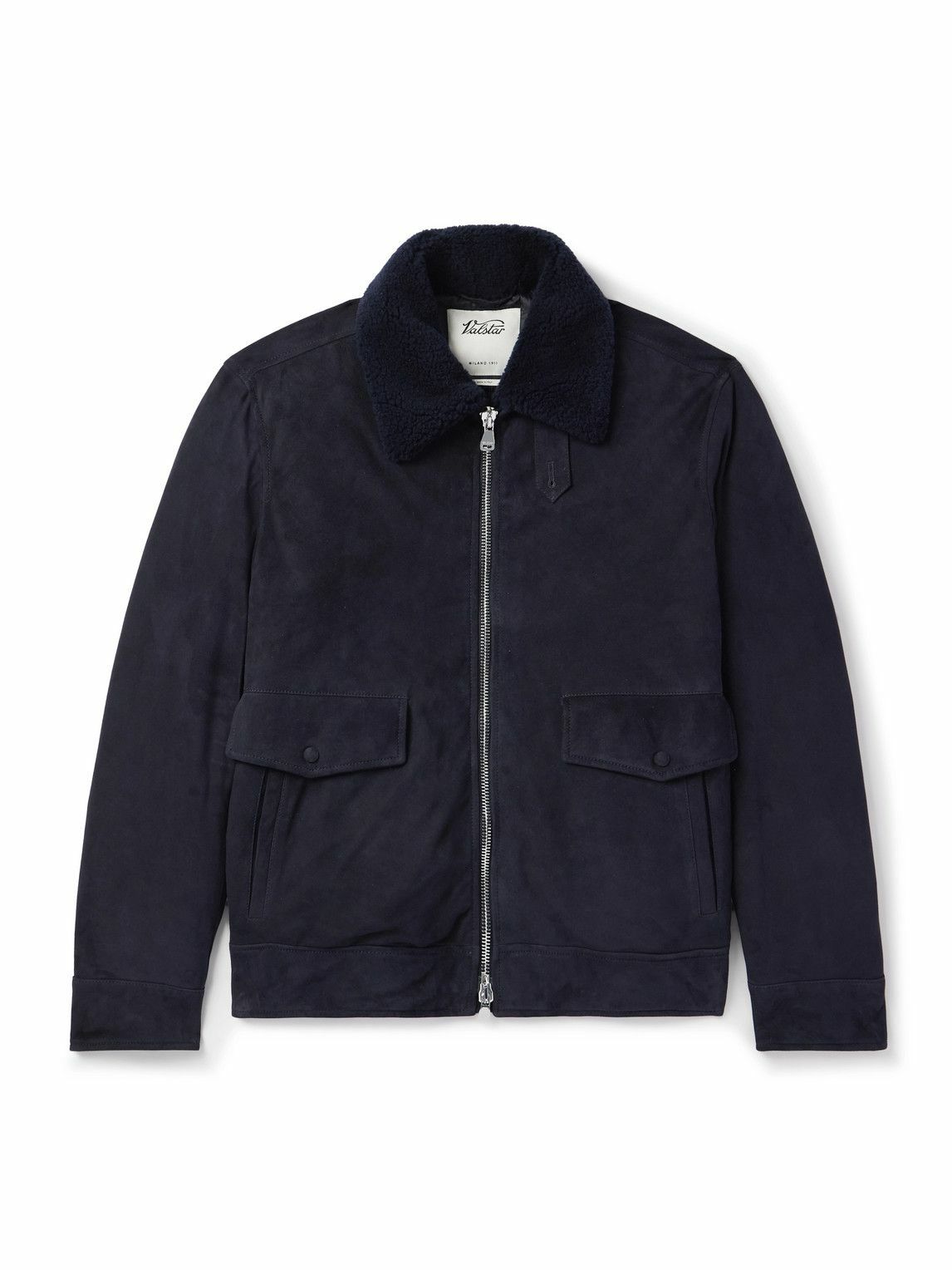 Valstar - Thomas Shearling-Trimmed Suede Down Jacket - Blue