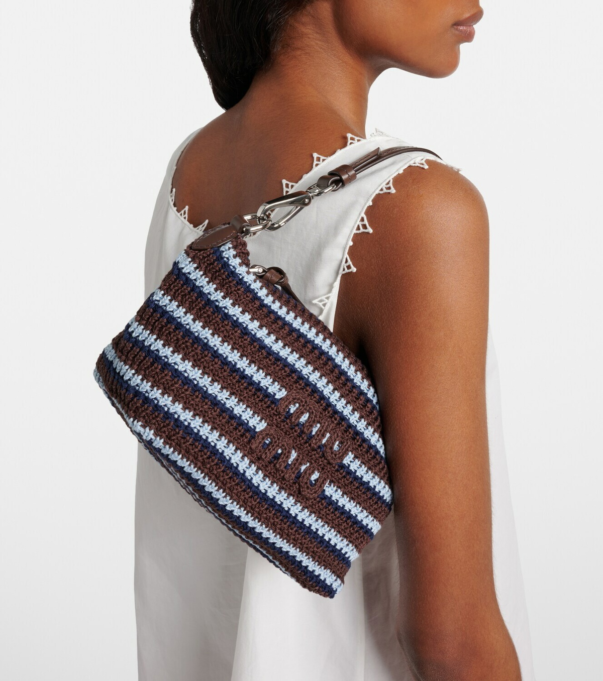 Miu Miu Striped crochet shoulder bag