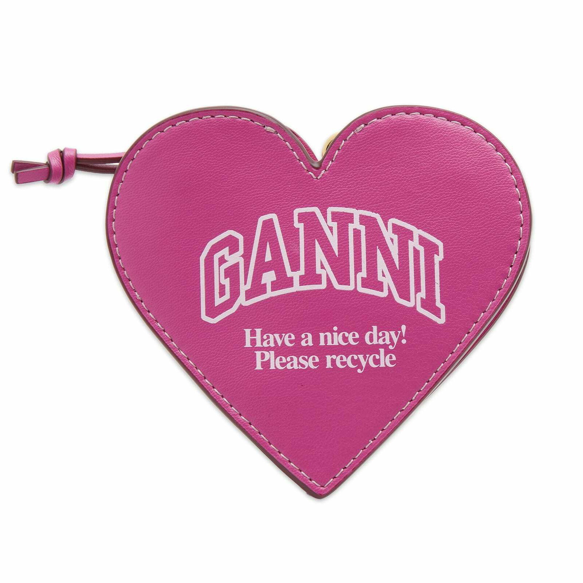 コインケース・小銭入れ Ganni Women's Funny Heart Coin Purse Pink A5468-483 Shocking Pink Pink Funny Heart Zipped Coin Purse | GANNI CH