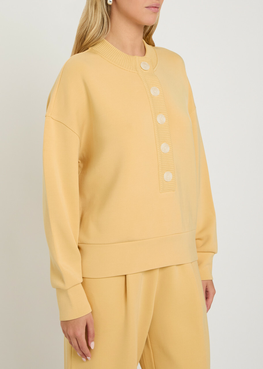 Varley Reena Button-down Stretch-jersey Sweatshirt Yellow