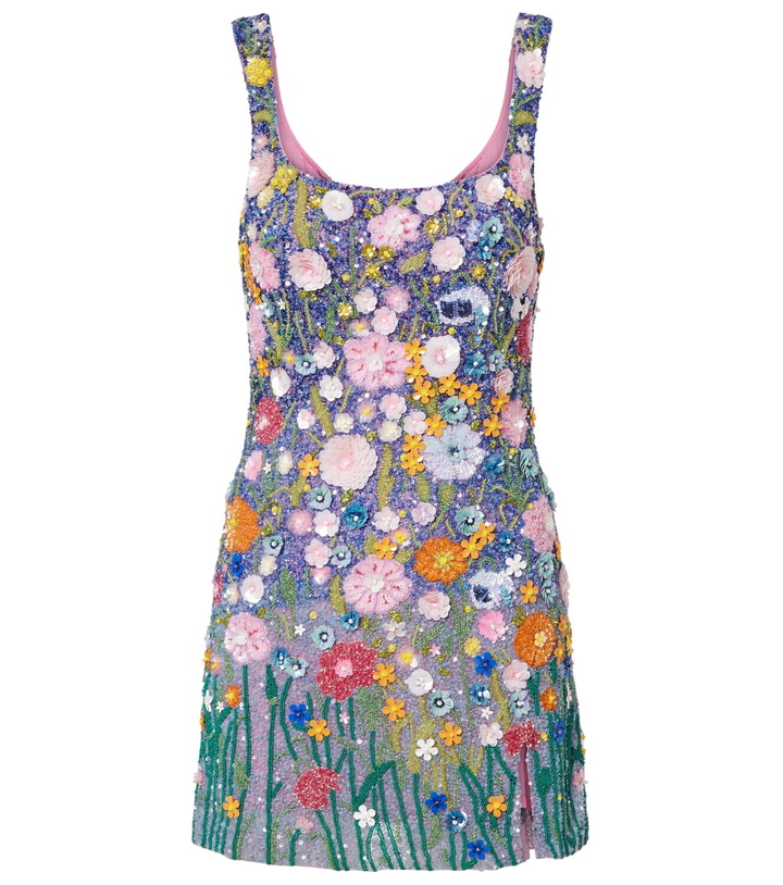 Photo: Là Fuori Embroidered floral-appliqué minidress