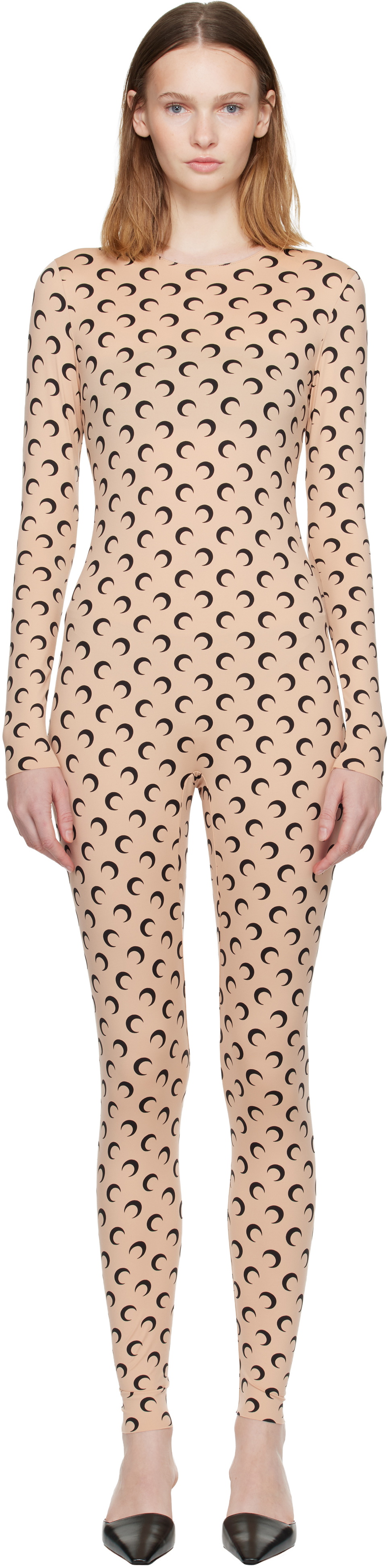Marine Serre Tan Recycled Jersey Moon Catsuit