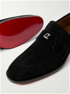Christian Louboutin - Varsimoc Logo-Embellished Suede Loafers - Black