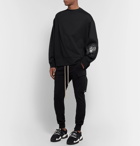 Y-3 - Webbing-Trimmed Embroidered Printed Loopback Cotton-Jersey Sweatshirt - Men - Black