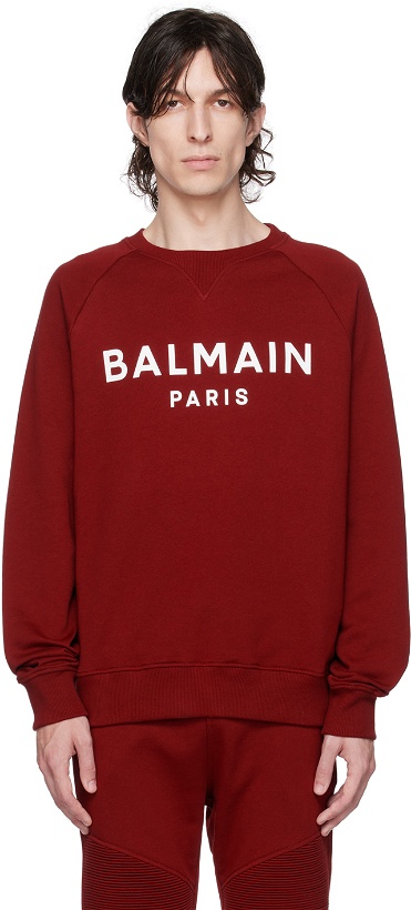 Photo: Balmain Red Printed Sweatshirt