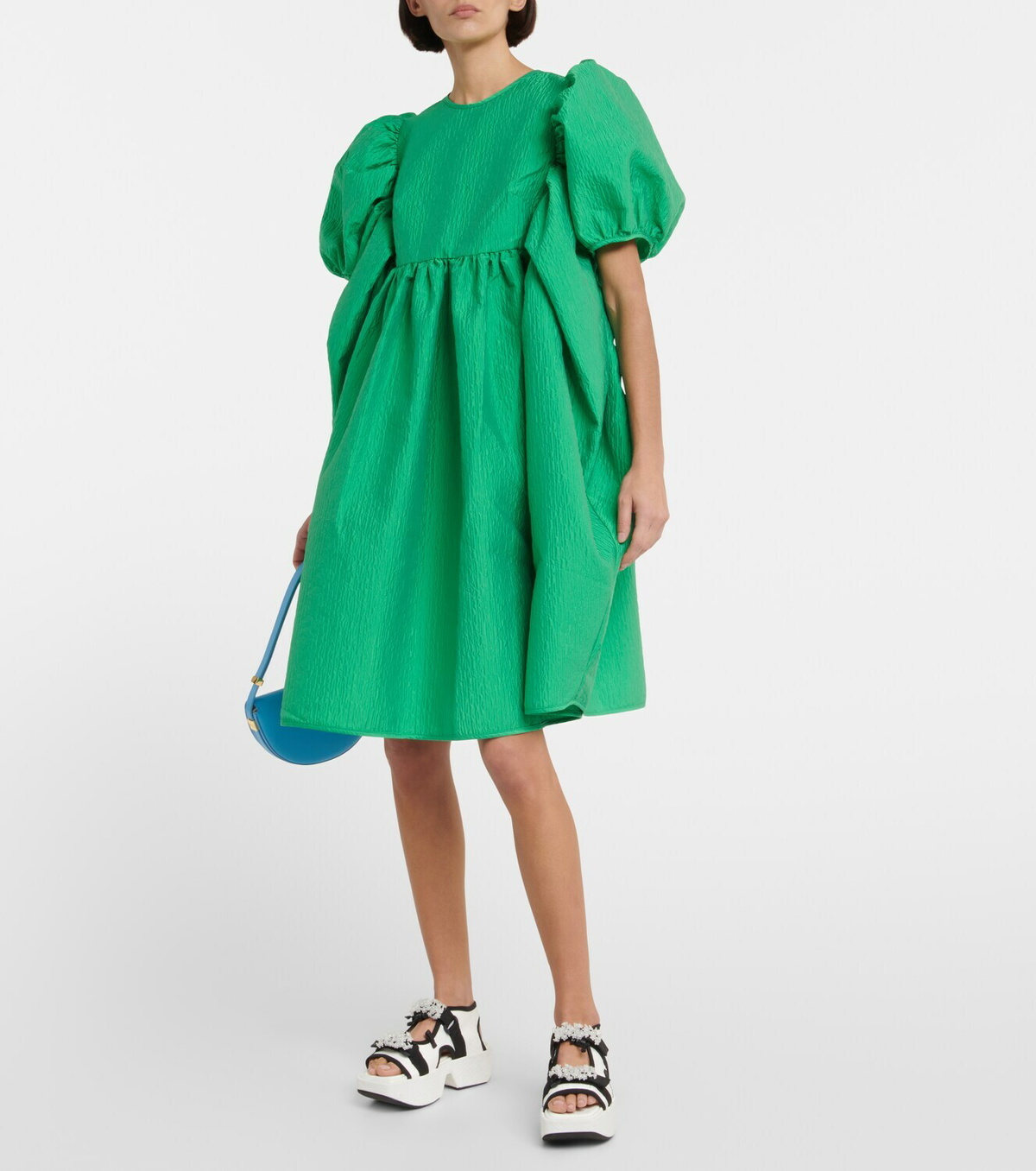 ワンピース Cecilie Bahnsen Green Silk Blend Soon Mini Dress Cecilie Bahnsen Joel Mint Green Off Shoulder Belted Dress