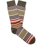 Pantherella - Miyako Striped Sea Island Cotton-Blend Socks - Green