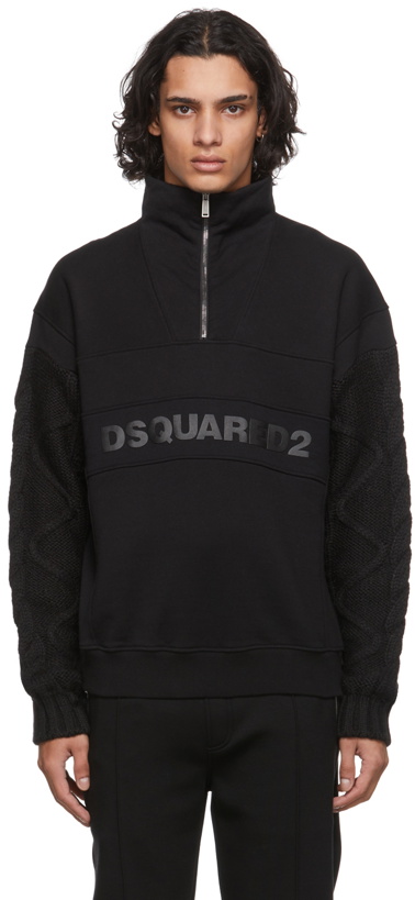 Photo: Dsquared2 Black 70's Zip-Up Sweater