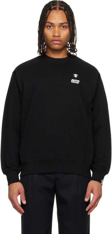 Photo: AAPE by A Bathing Ape Black 'AAPENOW' Moonface Crew Neck Sweatshirt