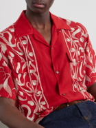 KAPITAL - Camp-Collar Printed Woven Shirt - Red